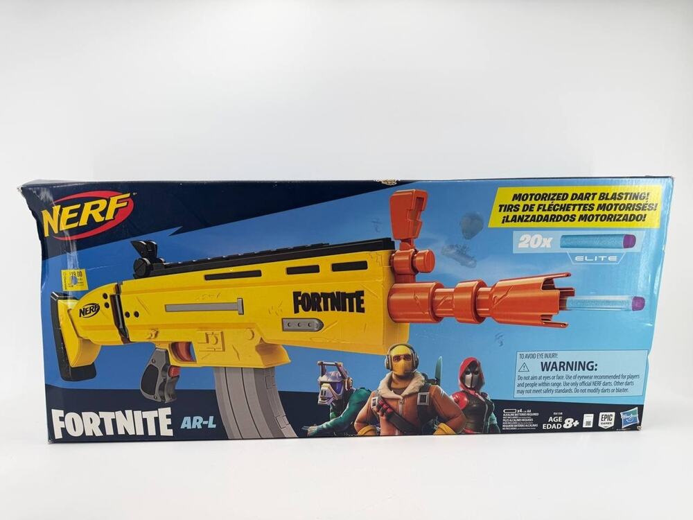 Nerf Fortnite AR-L Motorized Dart Blaster Yellow Open Box Complete Hasbro